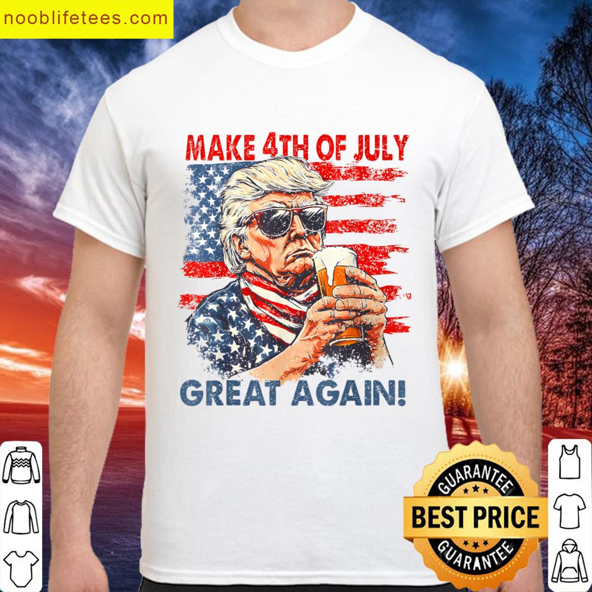 Make 4th Of July Great Again Funny Trump Men Drinking Beer premium shirt