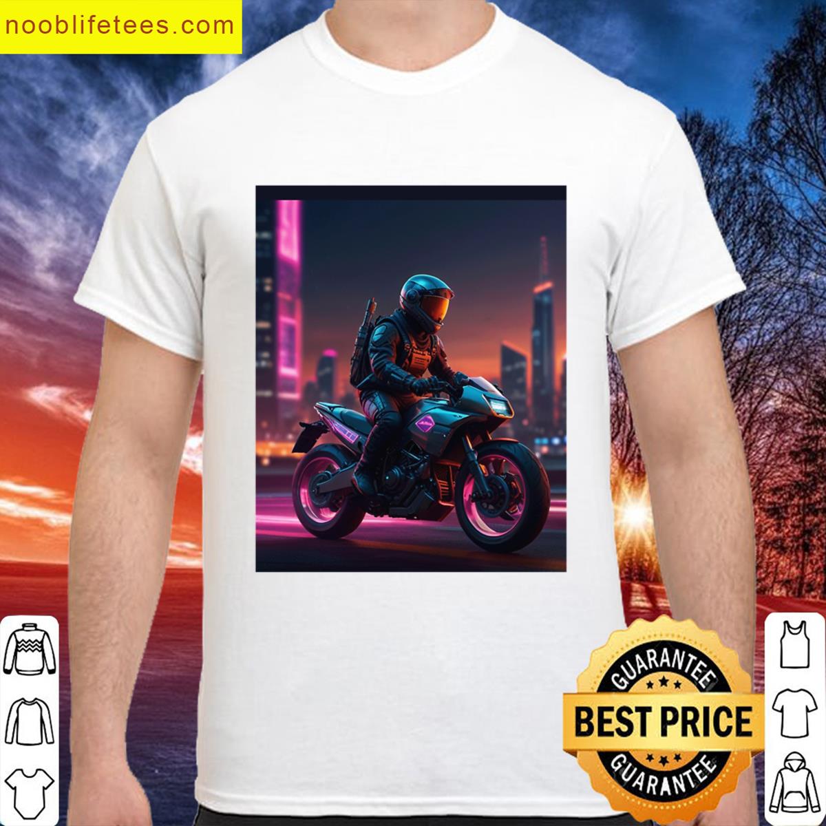 Neon Rider Race Through The Streets Of The Future Graphic premium shirt