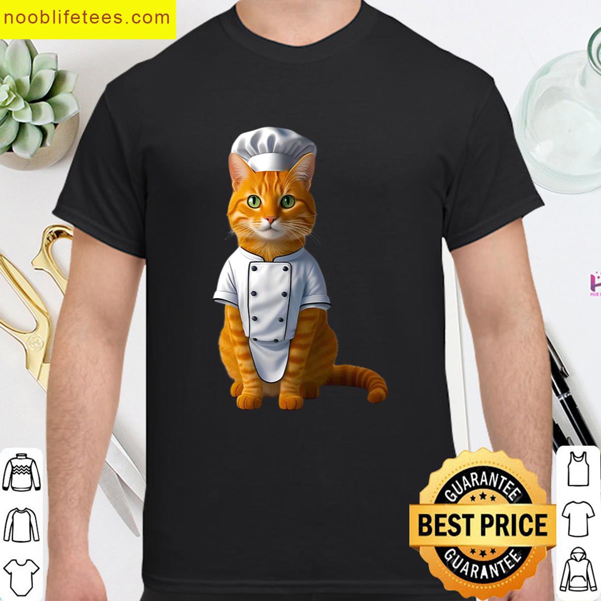 Orange Tabby Cat Chef Cute Cooking Kitty Art For Cat Lovers premium shirt