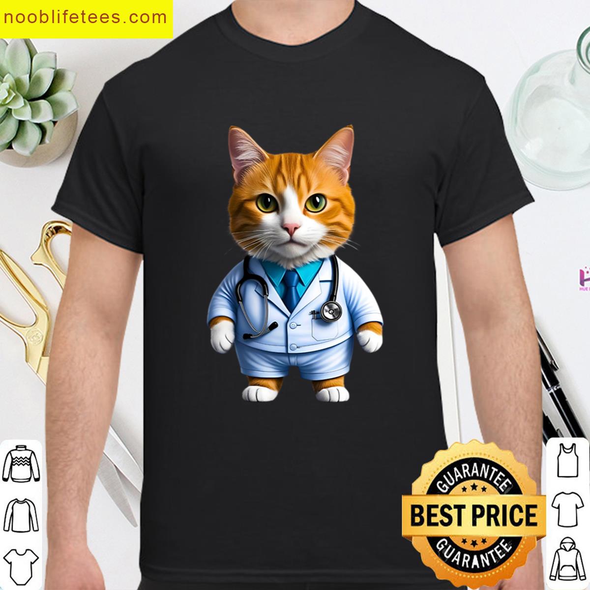 Orange Tabby Cat Doctor Cute Physician Cat Art For Cat Lovers premium shirt