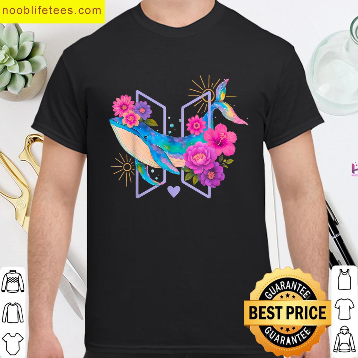 Orca With Floral Funny Graphic For Summer Girl Women Kids premium shirt