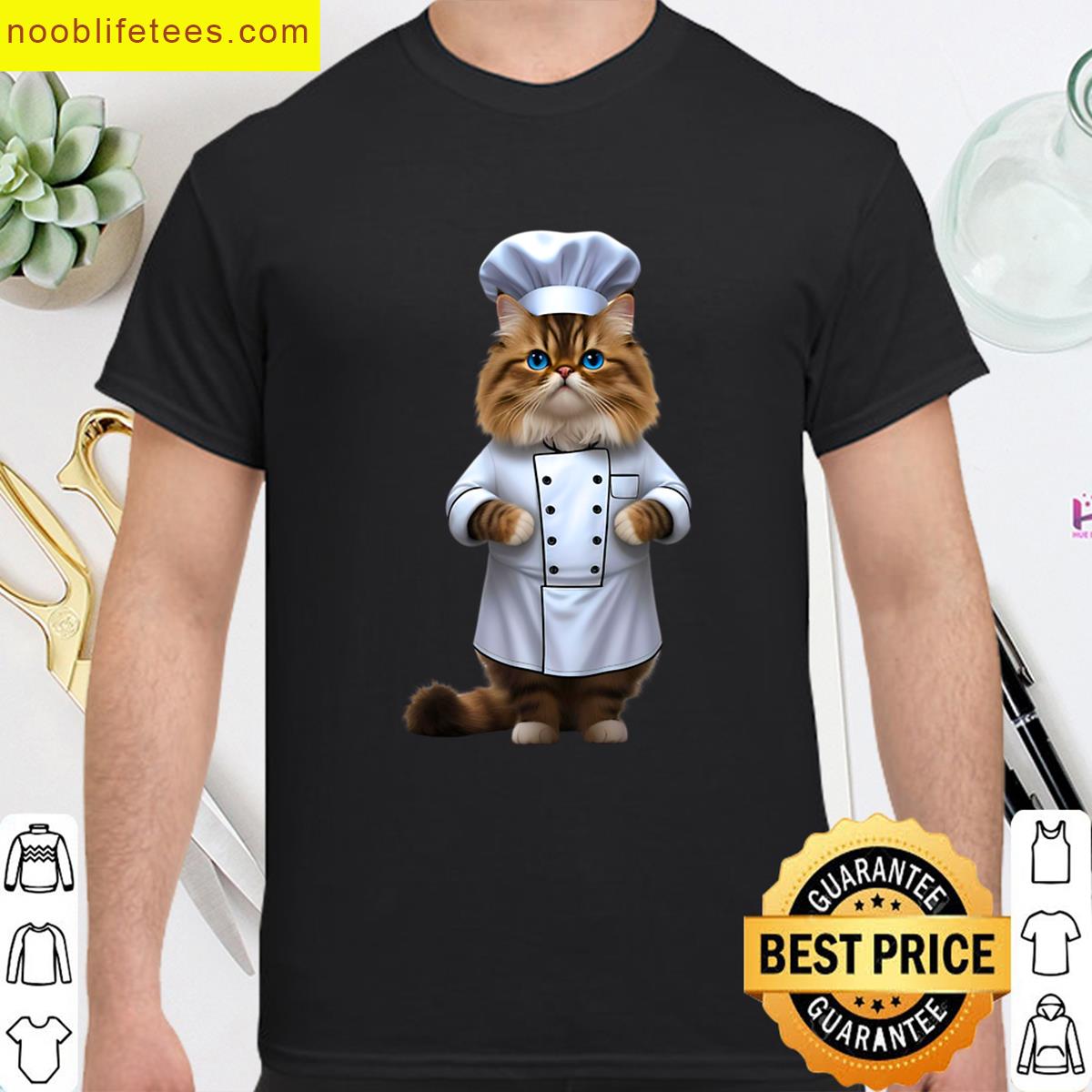 Persian Cat Chef Cute Culinary Kitty Art For Cat Lovers Oversized premium shirt