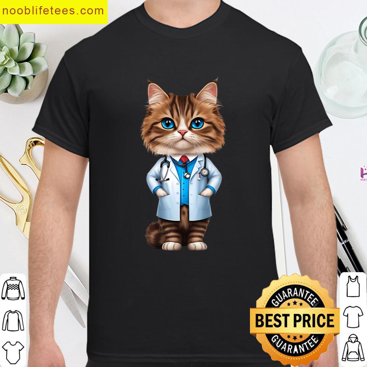Persian Cat Doctor Cute Physician Cat Art For Cat Lovers premium shirt