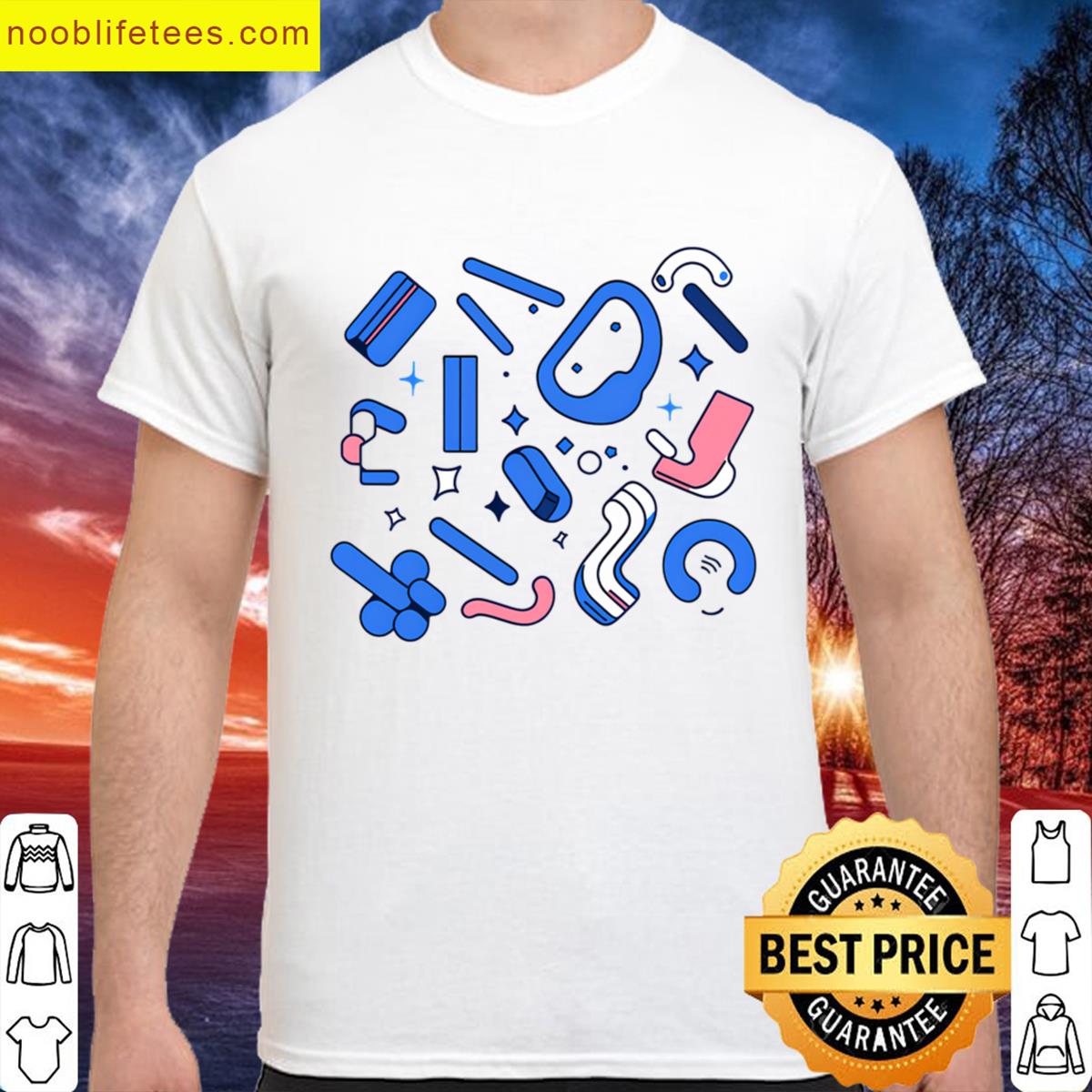 Pink Blue Abstract Geometries Celebrating Dynamic Visual Forms premium shirt
