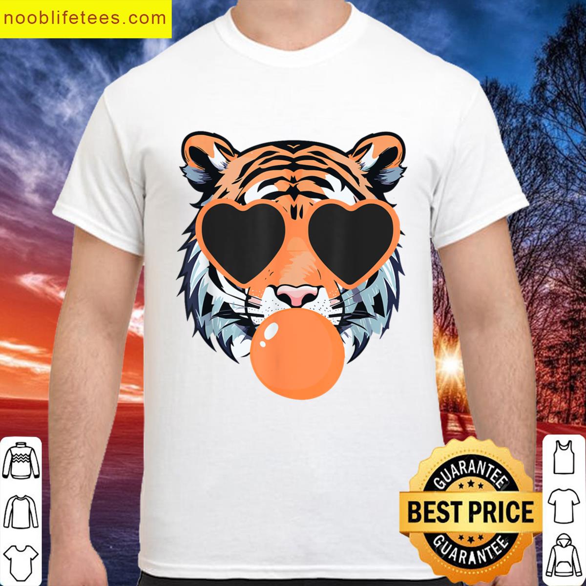 Preppy Bubble Blowing Tiger For Men Women Kids premium shirt