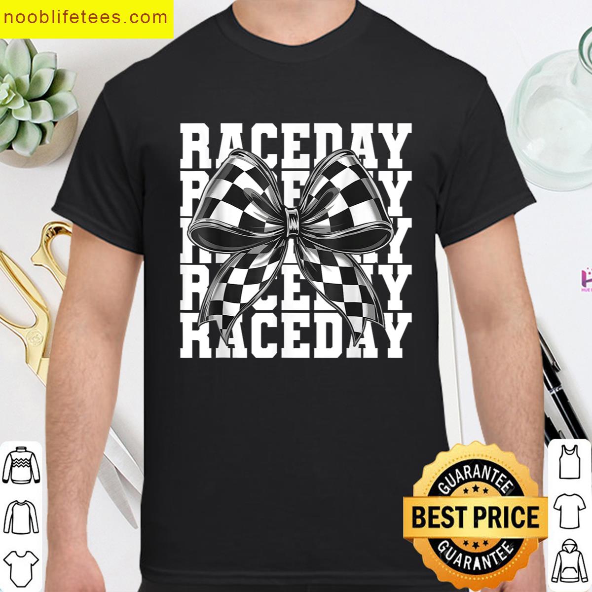 Race Day Vibes Checkered Coquette Bow Car Racing Men Women premium shirt