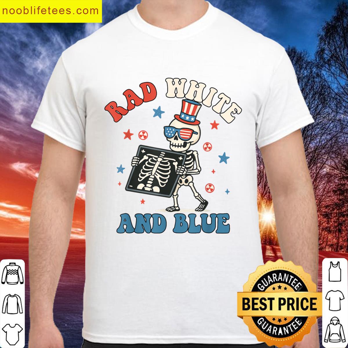 Rad White And Blue Skeleton Radiology Patriotic premium shirt