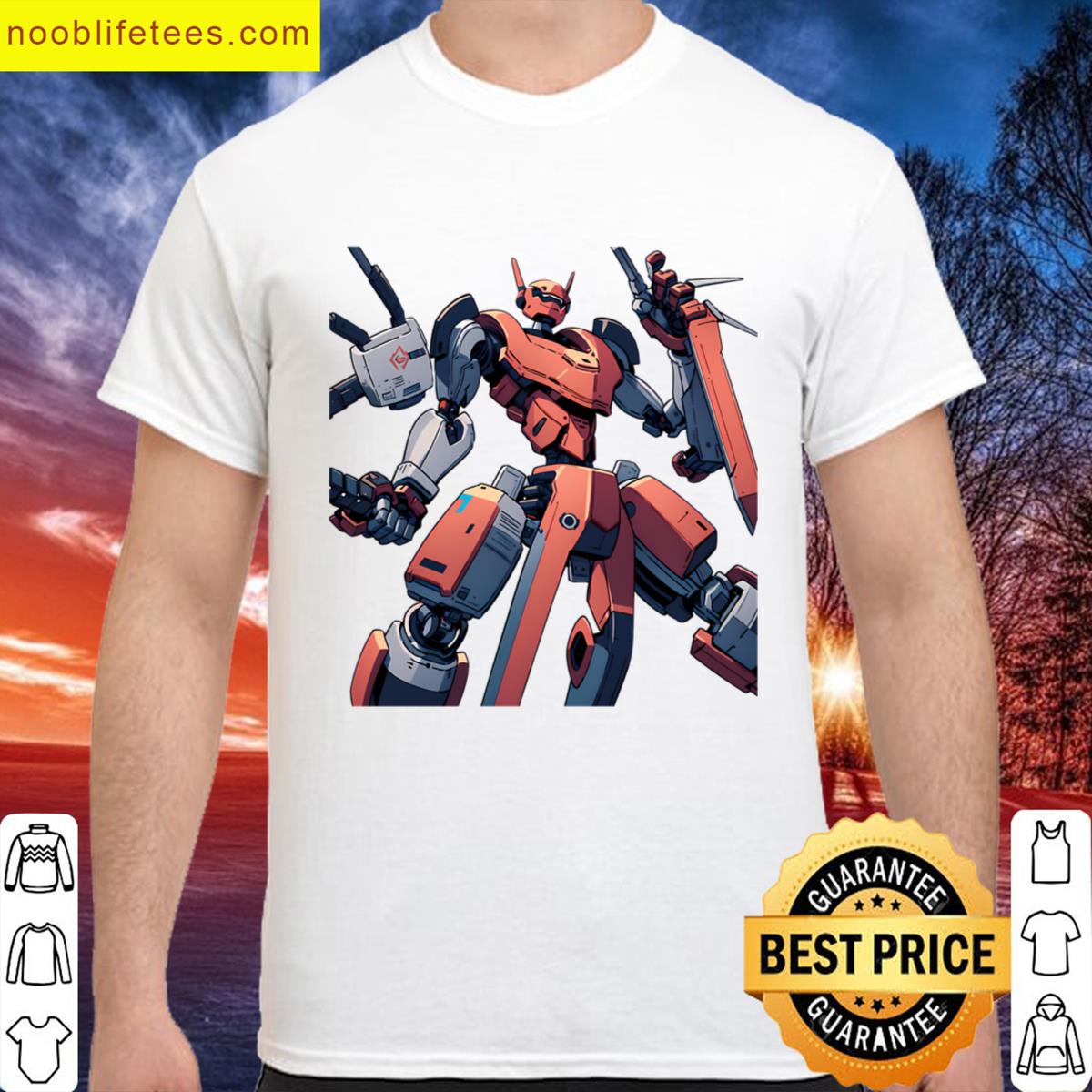 Red Blues Futuristic Avian Guardians Machines Majestic Birds premium shirt