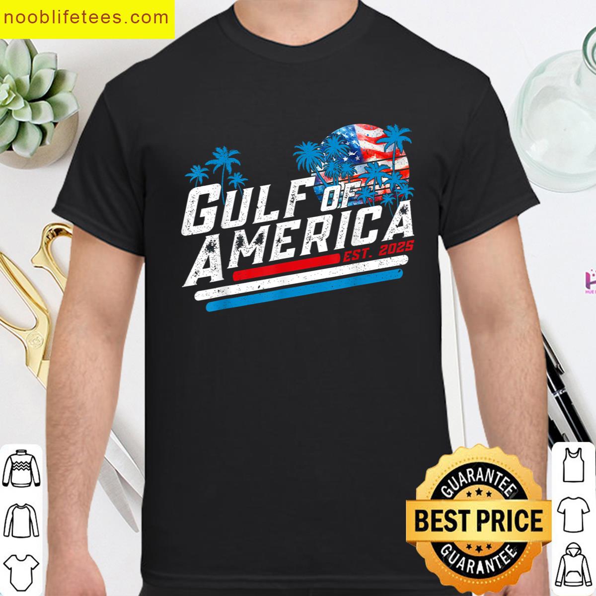 Retro Gulf Of Usa America Est 2025 American Flag Gulf Mexico premium shirt