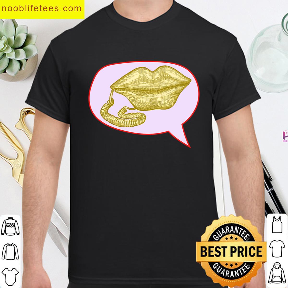 Retro Lip Phone In Olive premium shirt
