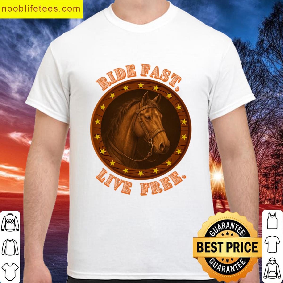Ride Fast Live Free Western Horse Head Vintage Design Oversized premium shirt