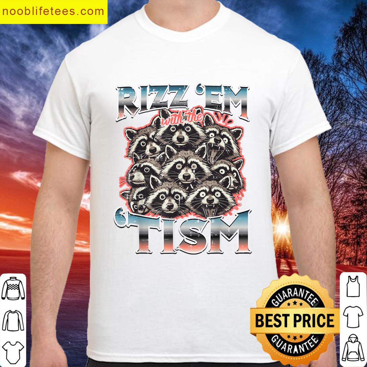 Rizz Em With Tism Raccoons Funny Saying Autism Men Women Kid premium shirt