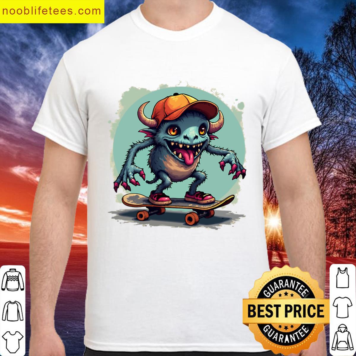 Skater Monster Cartoon Goblin On A Skateboard Oversized premium shirt