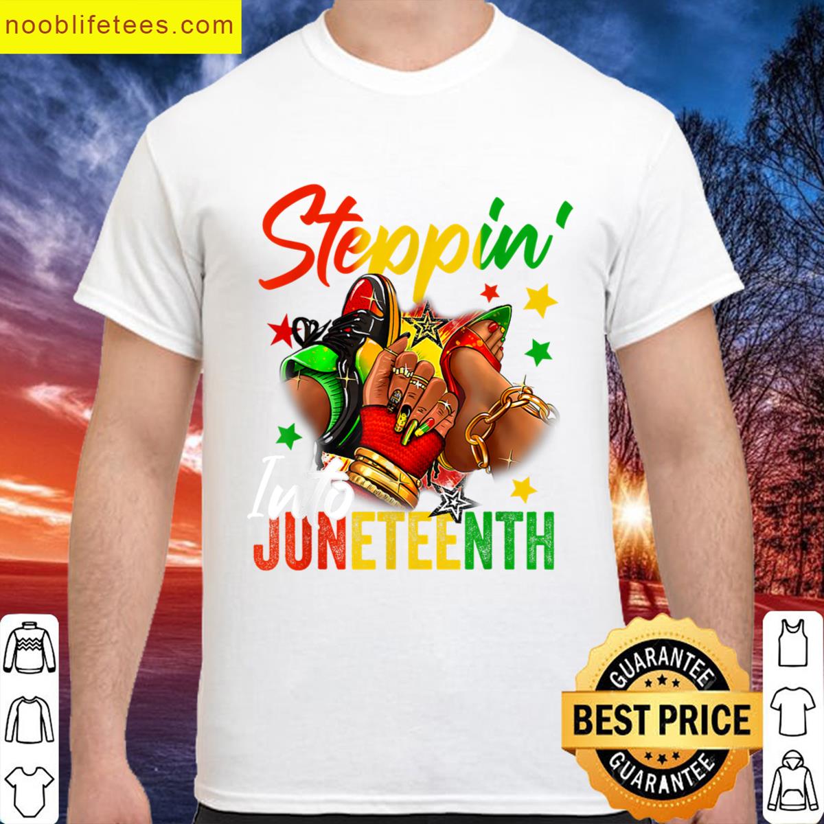 Stepping Into Juneteenth Afro Woman Black Girls Sneakers Men premium shirt