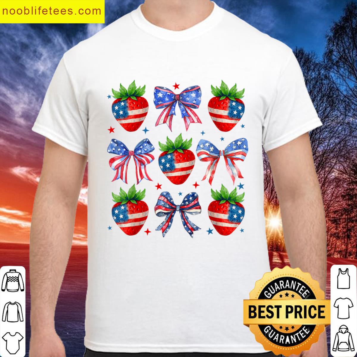 Sweet Land Of Liberty Strawberry American Flag 4th Of July premium shirt