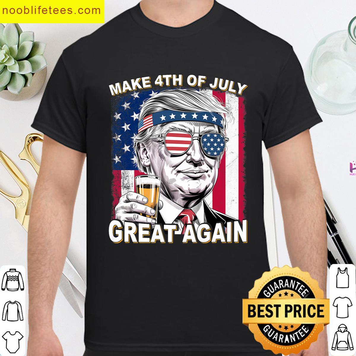 Trump Make 4th Of July Great Again Funny Trump Drinking Premium premium shirt