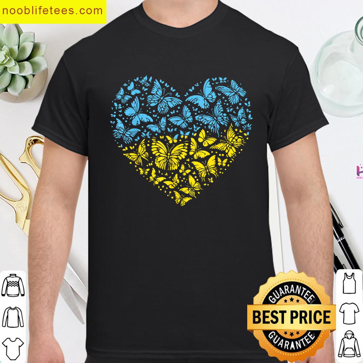 Ukraine Heart Butterflies Ukrainian Women Girls Kids Men premium shirt