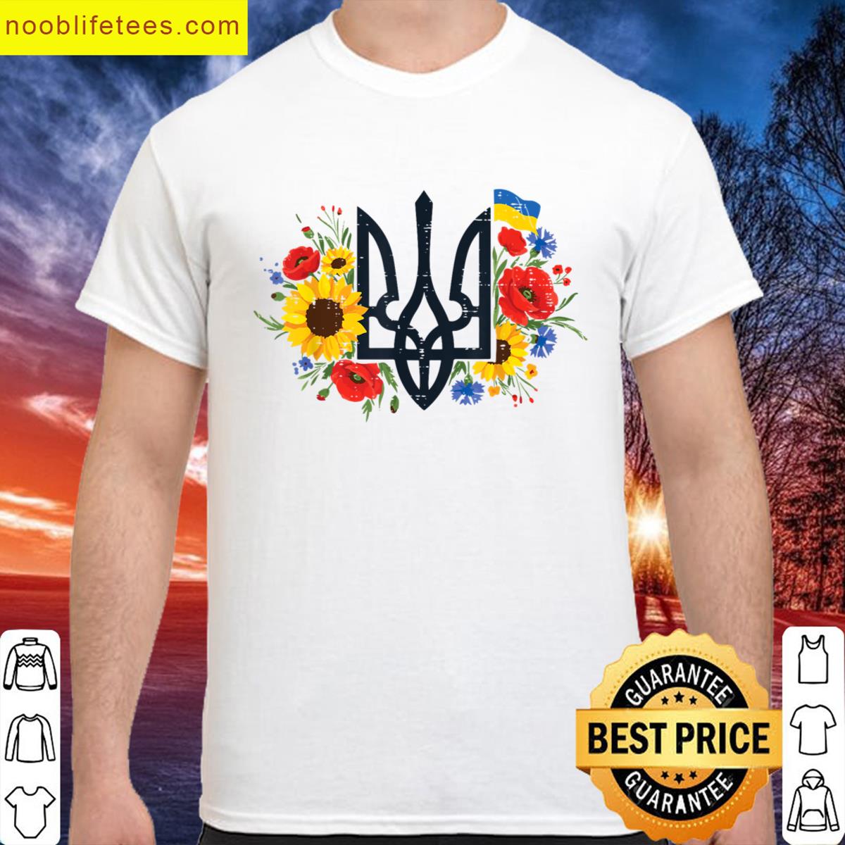 Ukraine Trident Flowers Ukrainian Floral Women Girls Kids premium shirt