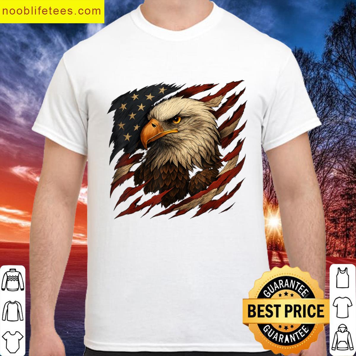 Vintage Patriotic Eagle And Usa Flag 4th Of July Tee premium shirt