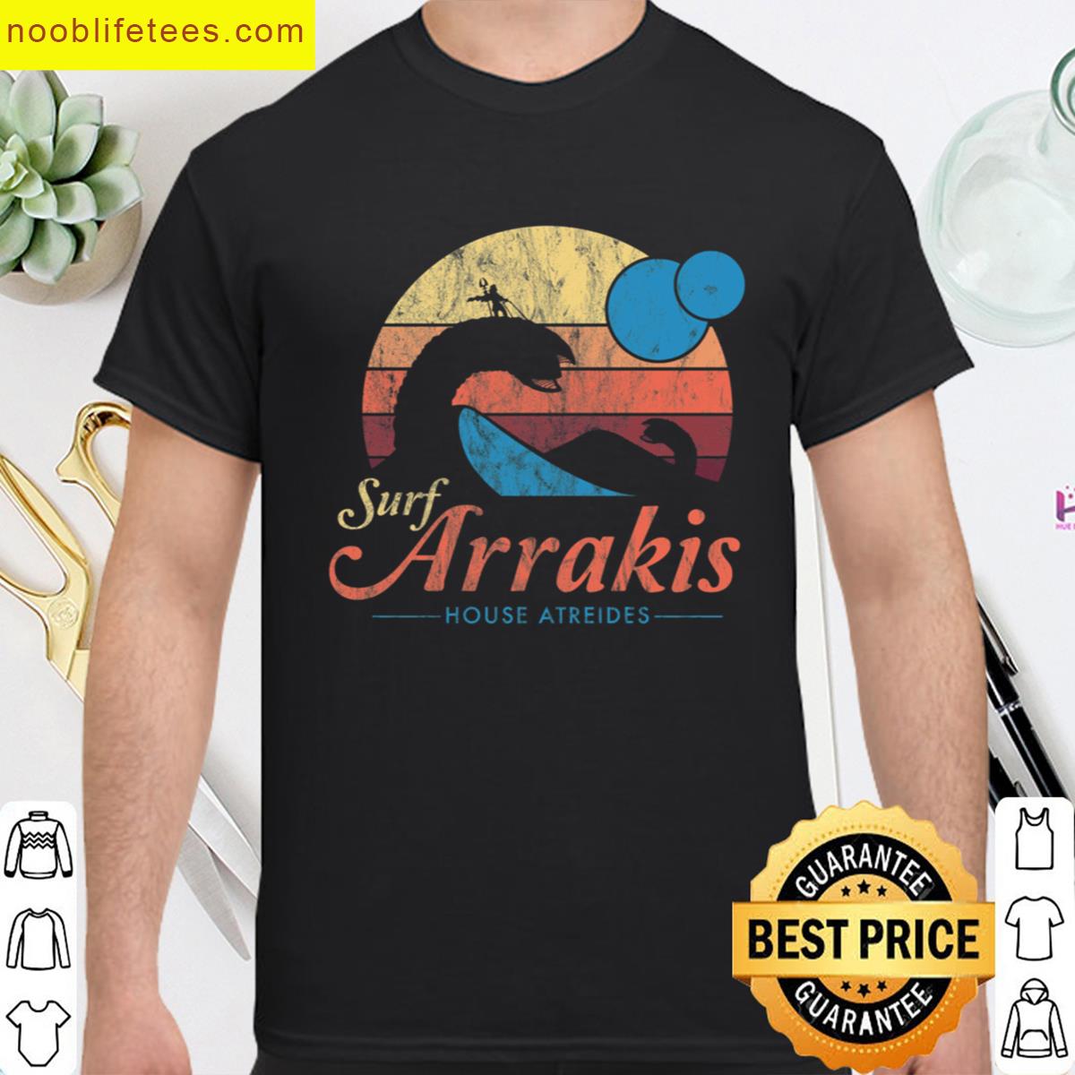 Visit Arrakis Vintage Distressed Surf Dune Sci Fi premium shirt