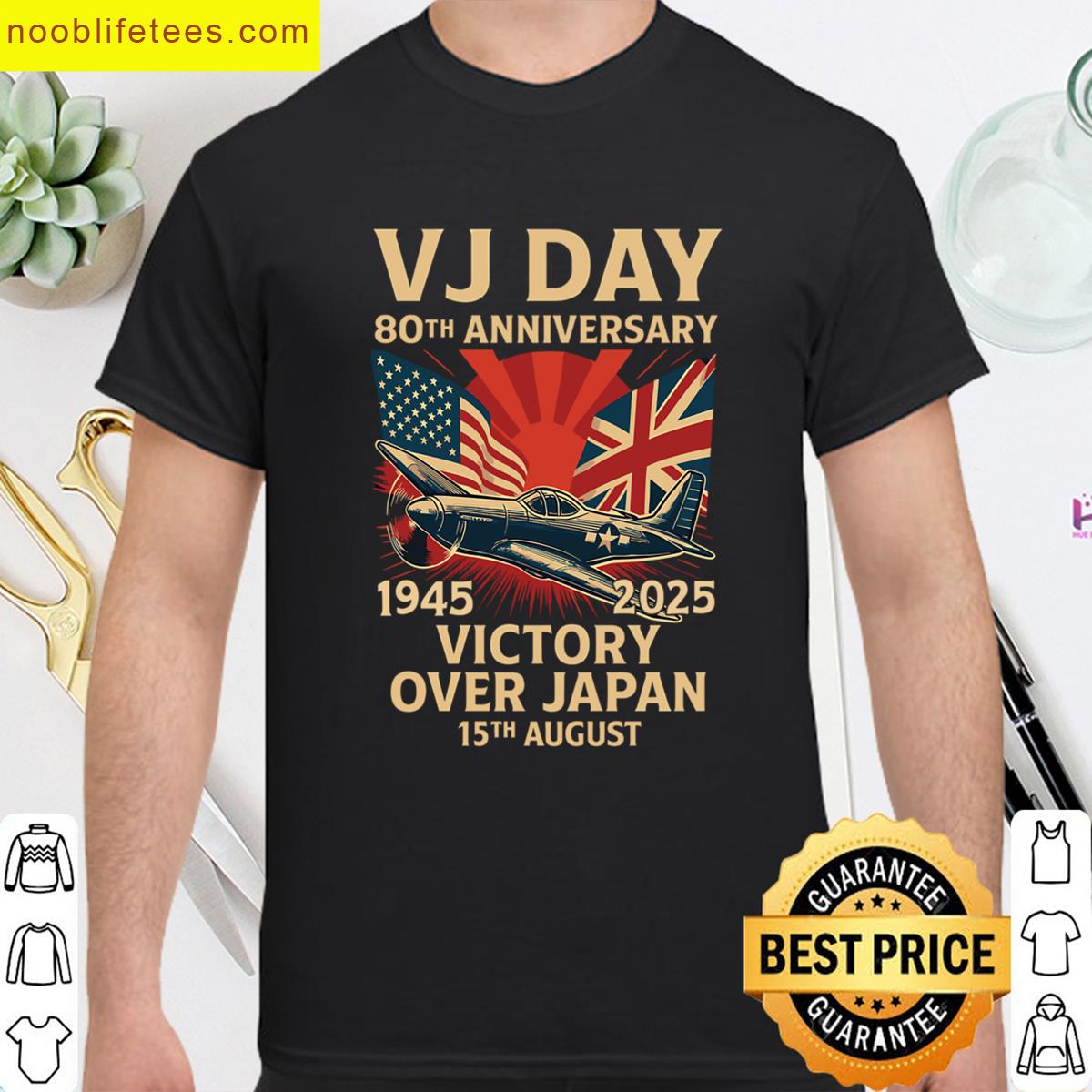 Vj Day Wwii 80th Anniversary Vintage V J Day 2025 Flag premium shirt