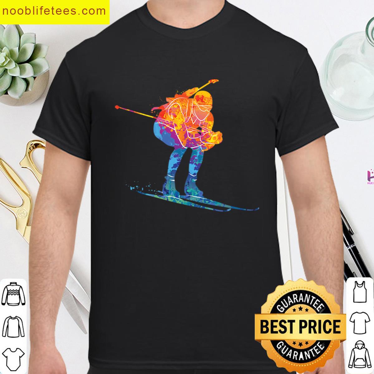 Watercolor Ski Biathlon premium shirt