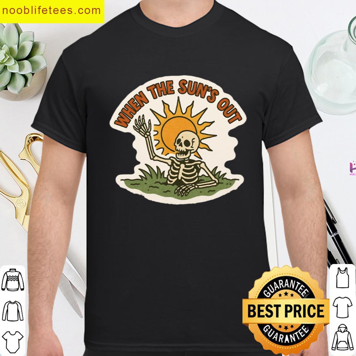 When The Suns Out Summer Meme Skeleton Funny Joke Uk Vintage Retro Oversized premium shirt