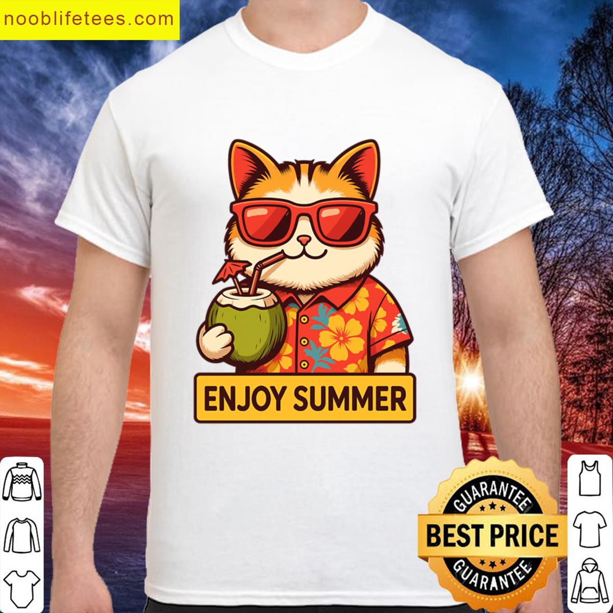 Beach Vacation Cat Graphic Tee premium shirt