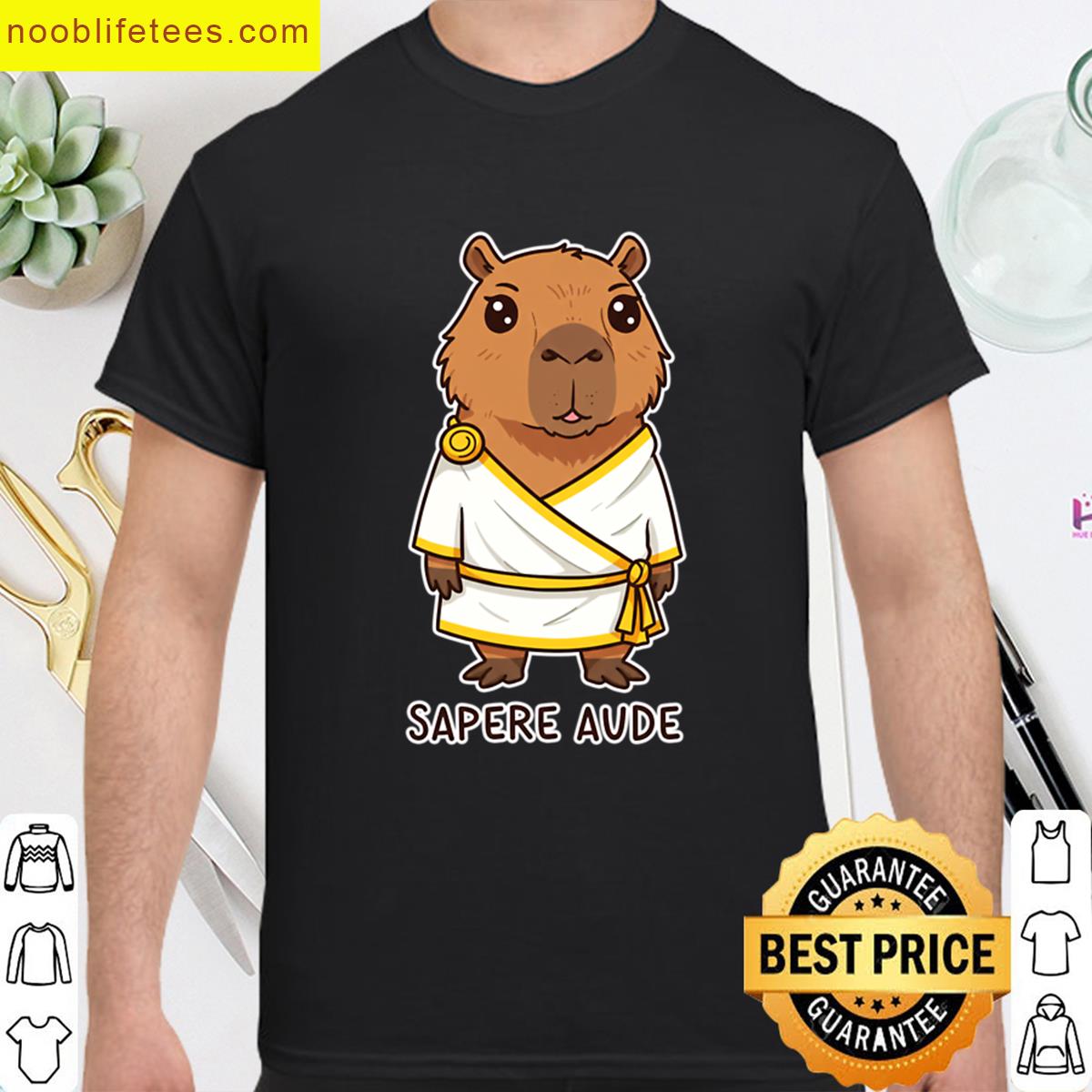 Capybara Thoughtful Golden Attire premium shirt