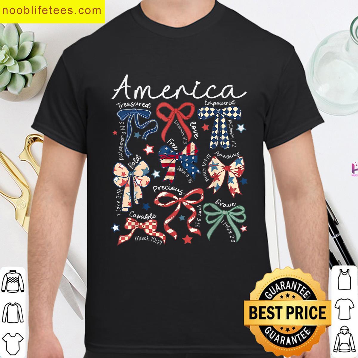 Coquette Bow Christian July 4th premium shirt