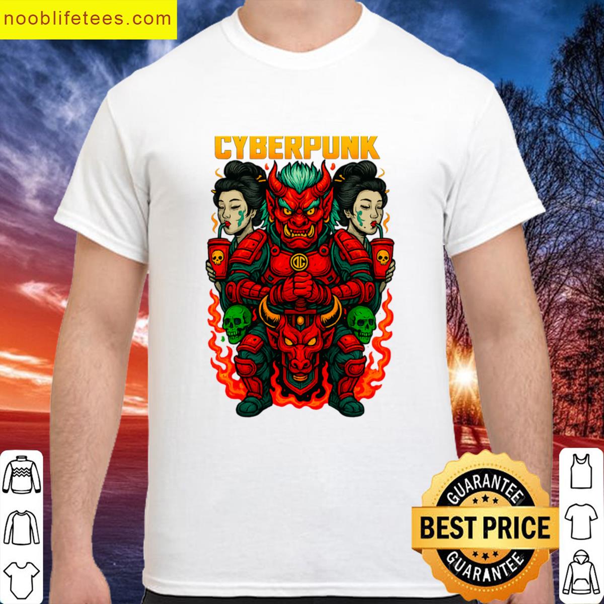 Cyberpunk Oni Guardians Design premium shirt
