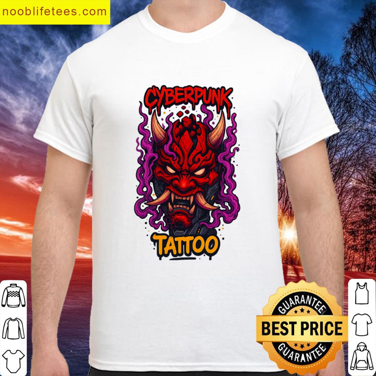 Cyberpunk Tattoo Fiery Demon Art premium shirt