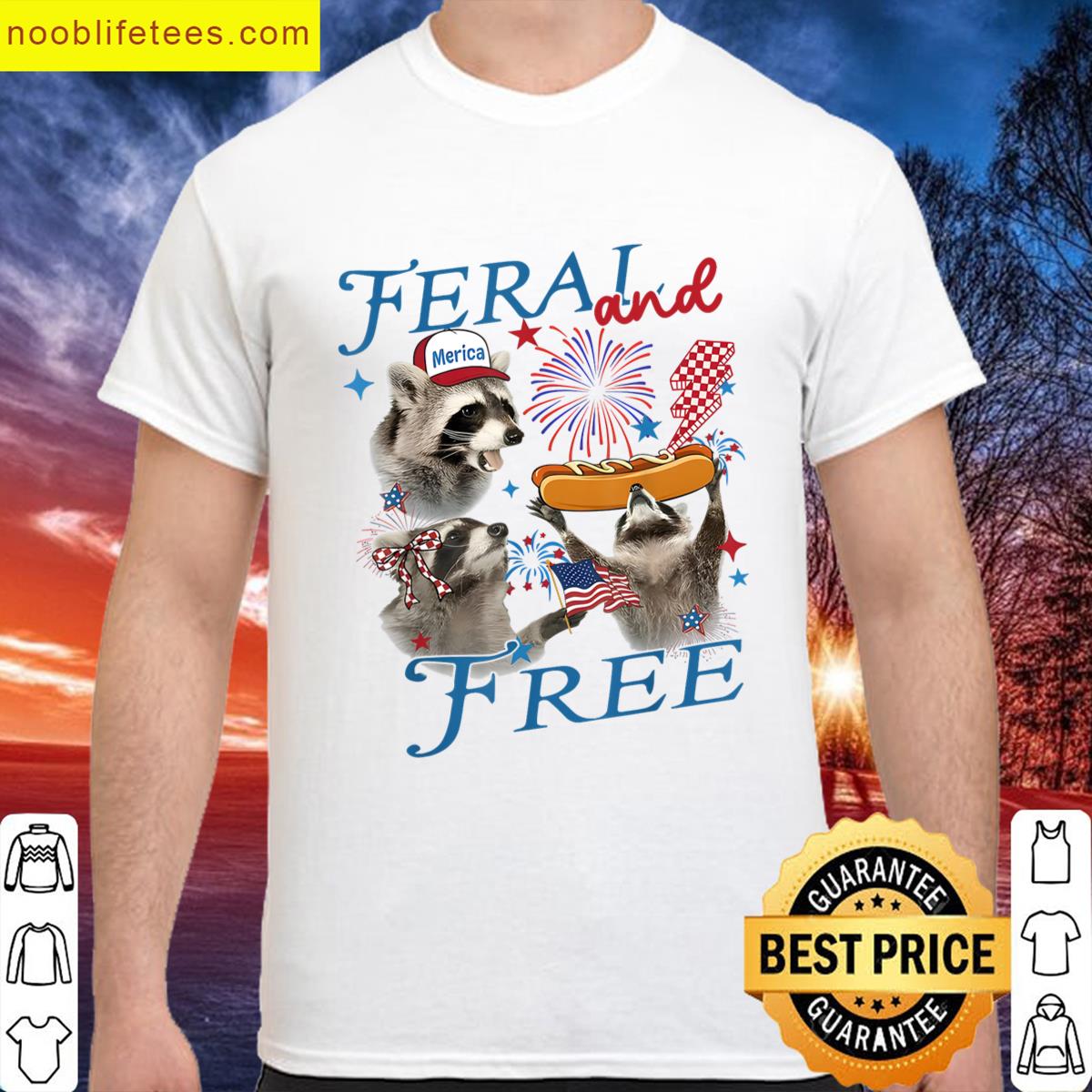 Feral And Free Raccoon Patriotic premium shirt