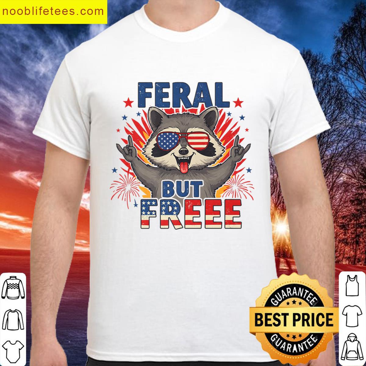 Feral But Free Raccoon 4th Of July premium shirt