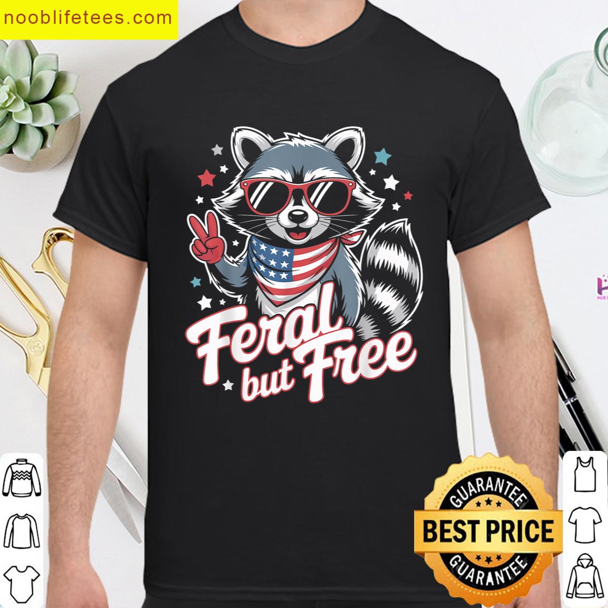 Feral Summer Raccoon 4th Of July premium shirt