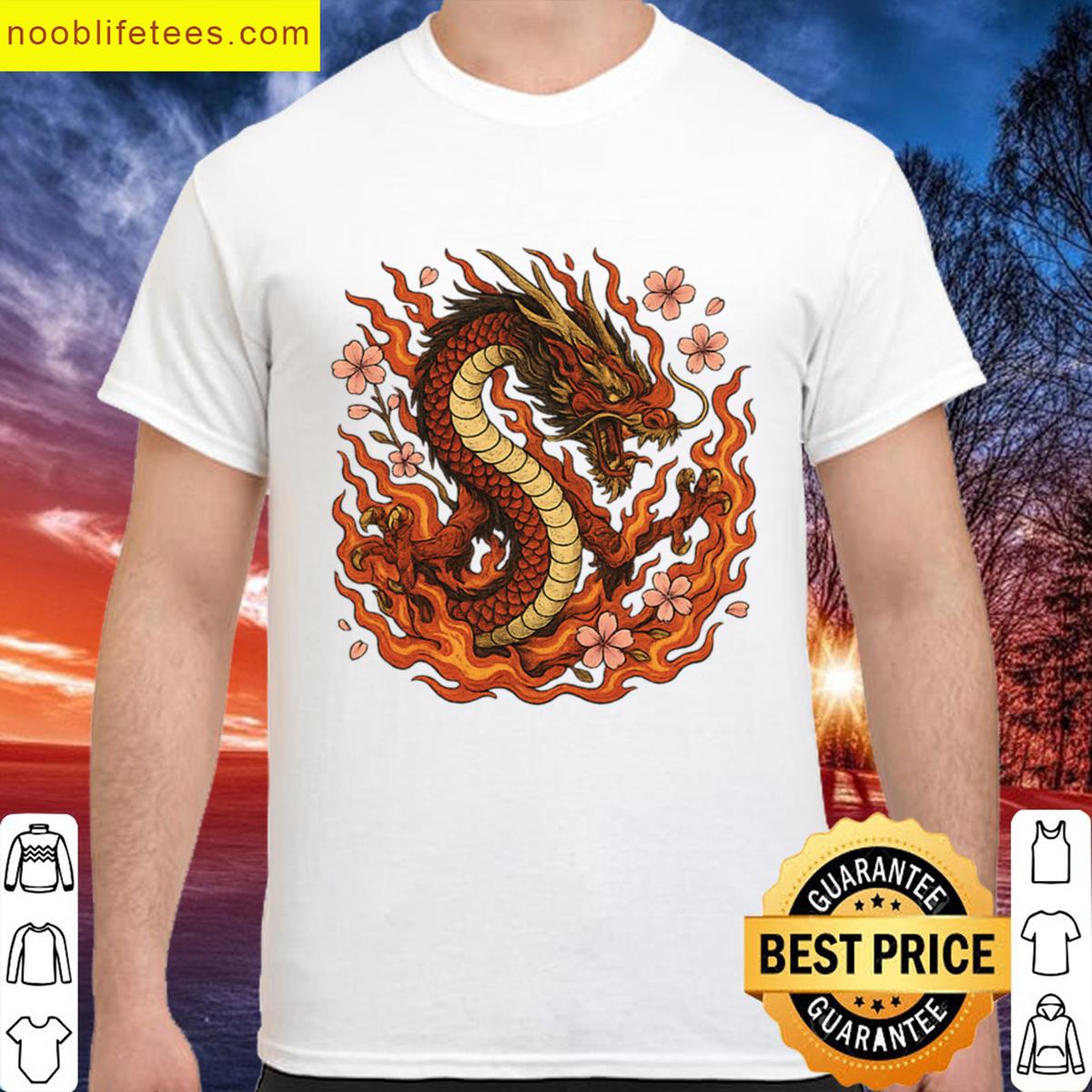 Flame Dragon Floral Oversized Tee premium shirt