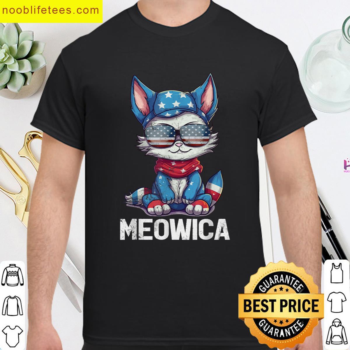 Funny Cat Usa Flag Tee premium shirt