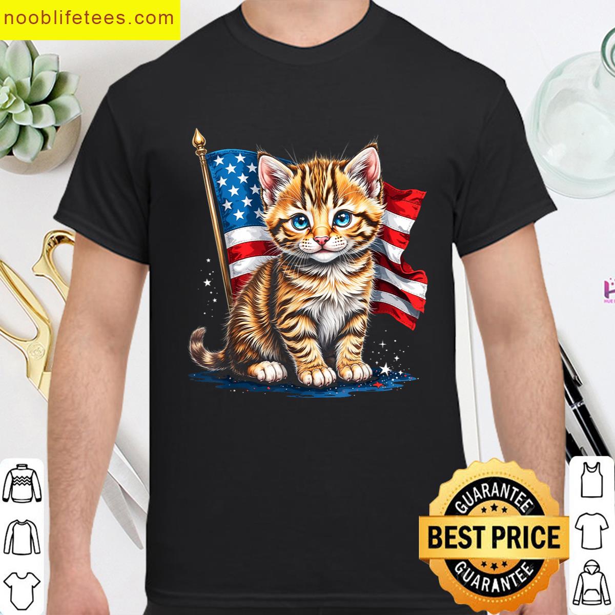 Funny Patriotic Cat Tee premium shirt