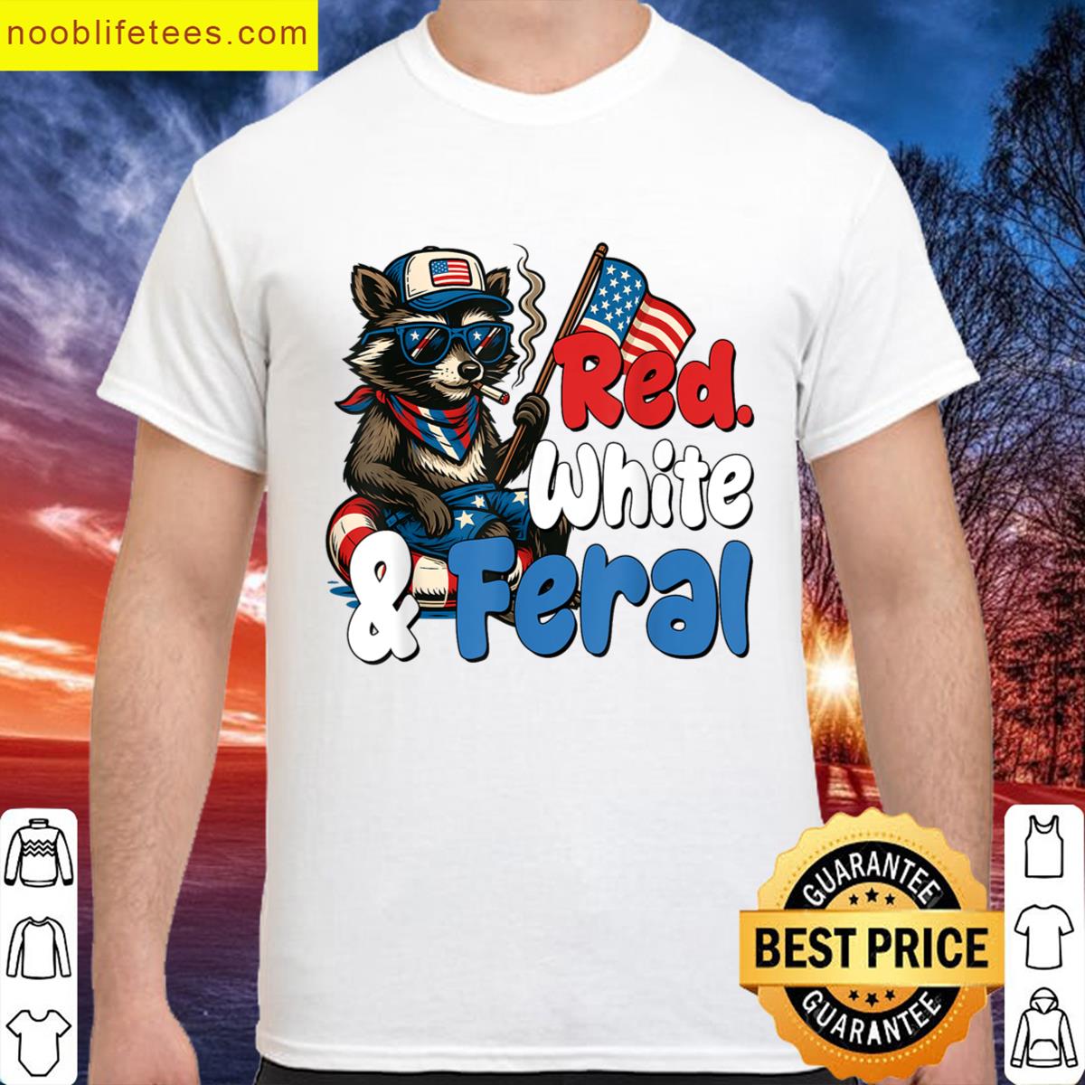 Funny Patriotic Feral Raccoon Tee premium shirt
