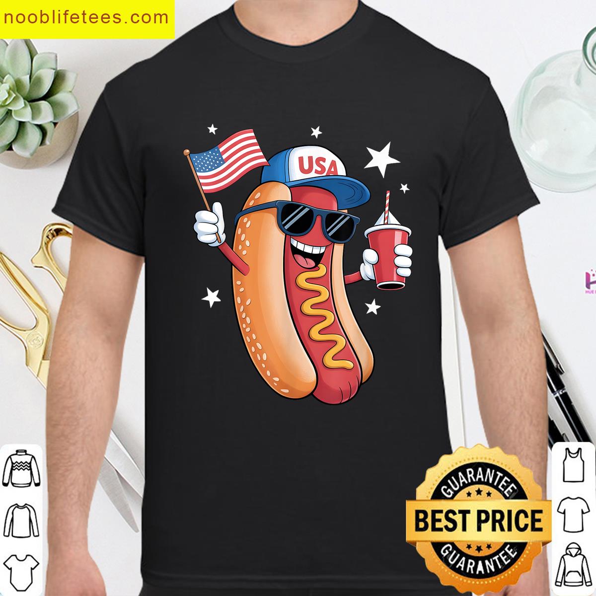 Hotdog Patriotic Usa Flag Tee premium shirt