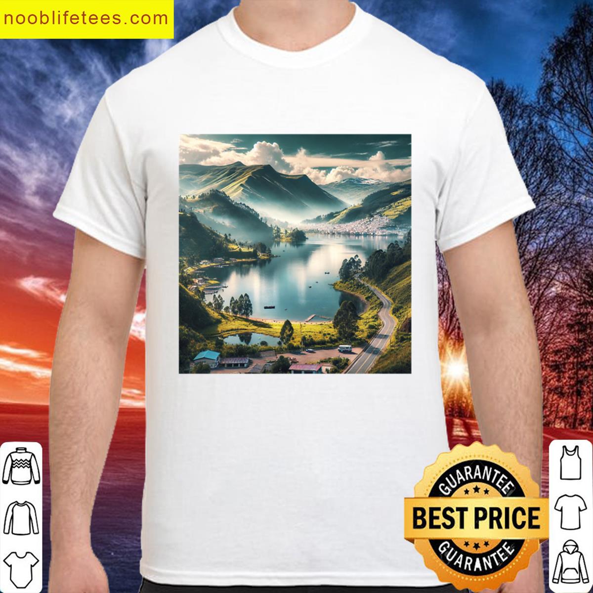 Lake Landscape Graphic Tee premium shirt