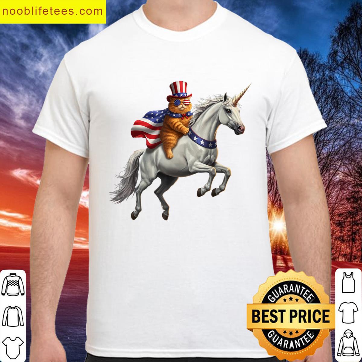 Patriotic Cat Riding Flag premium shirt