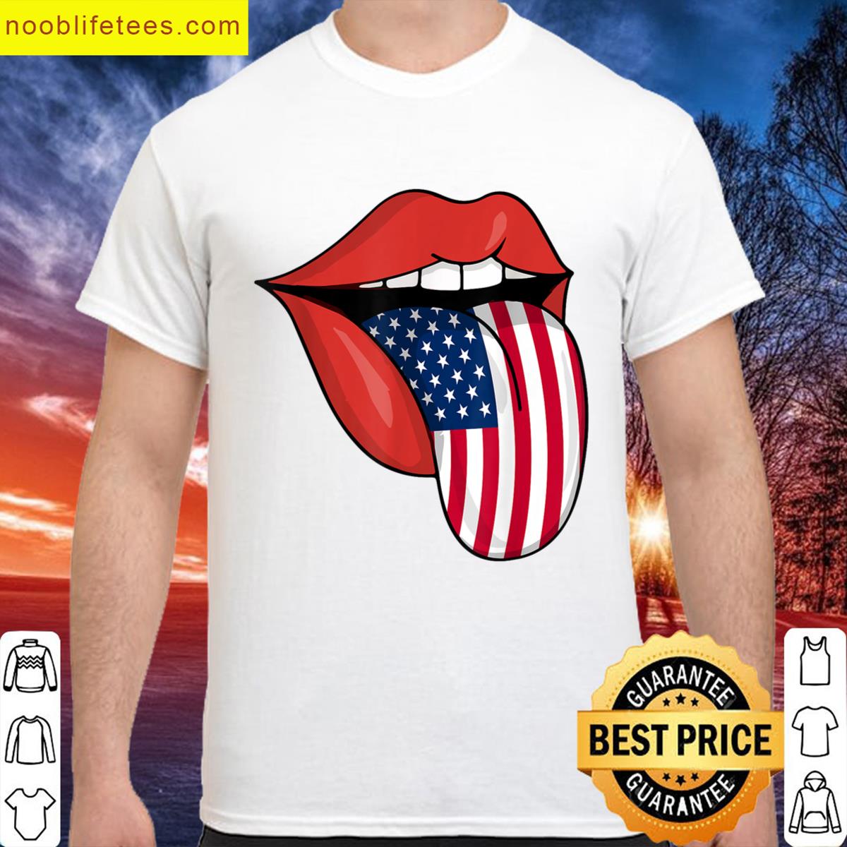 Us Flag Tongue Lips 4th Of July premium shirt