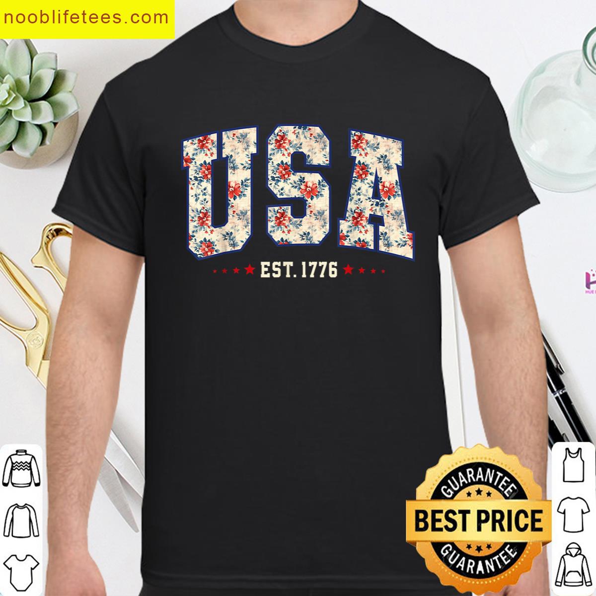 Usa Est 1776 Floral premium shirt