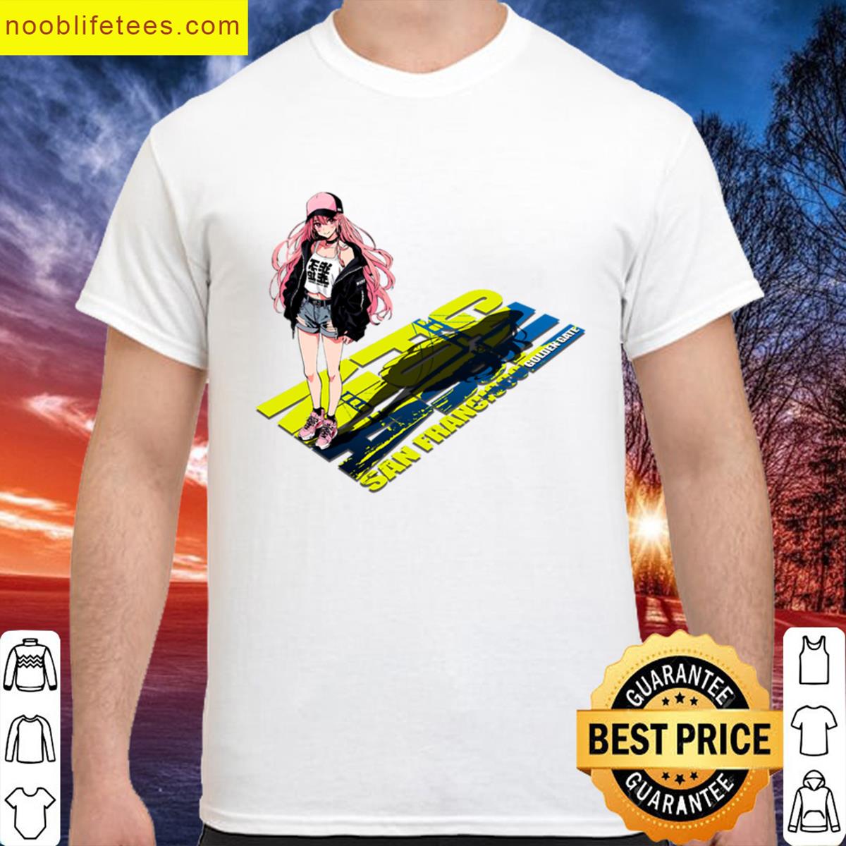 Anime Stickers Of Women Walking Through San Francisco premium shirt