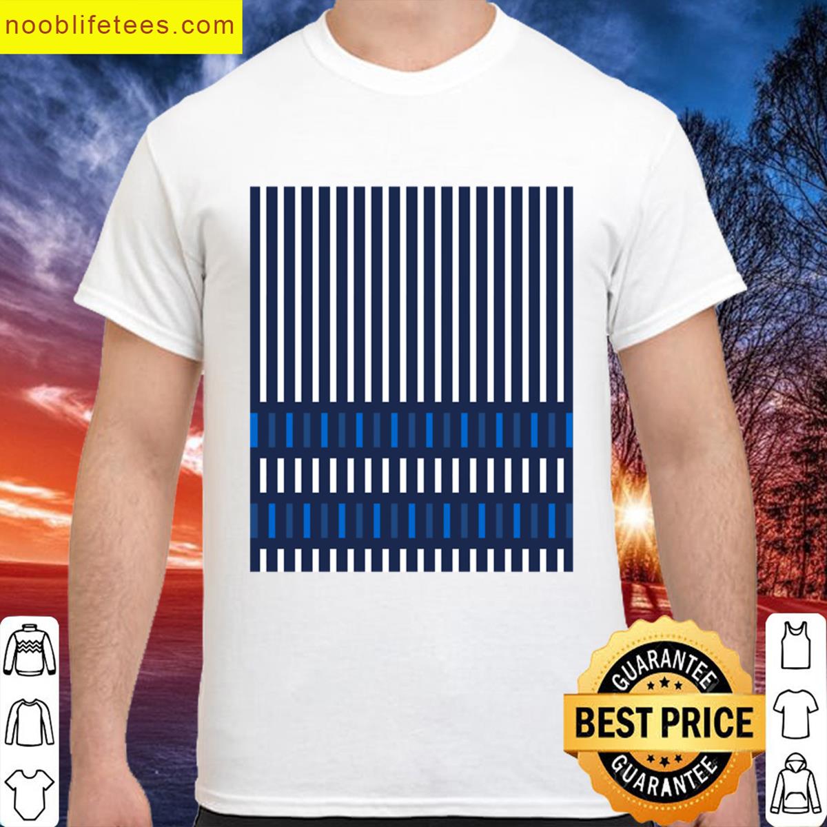 Boho Farmhouse Striped Pattern In White And Navy Blue Oversized premium shirt