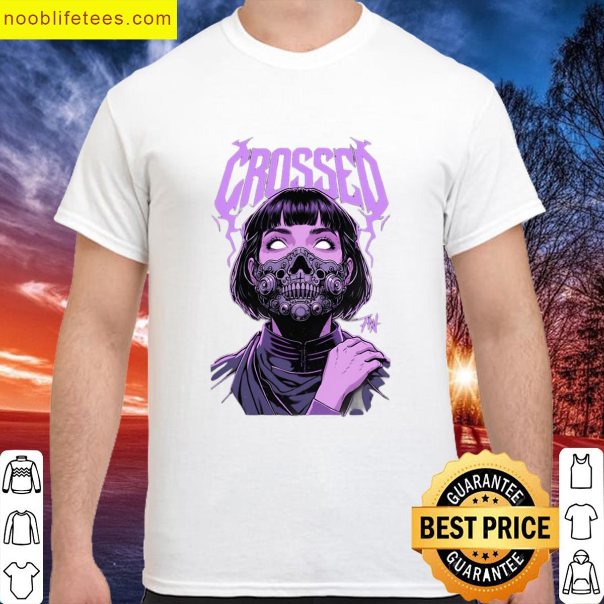 Crossed Cyberpunk Mask Dark Futuristic Warrior Design premium shirt