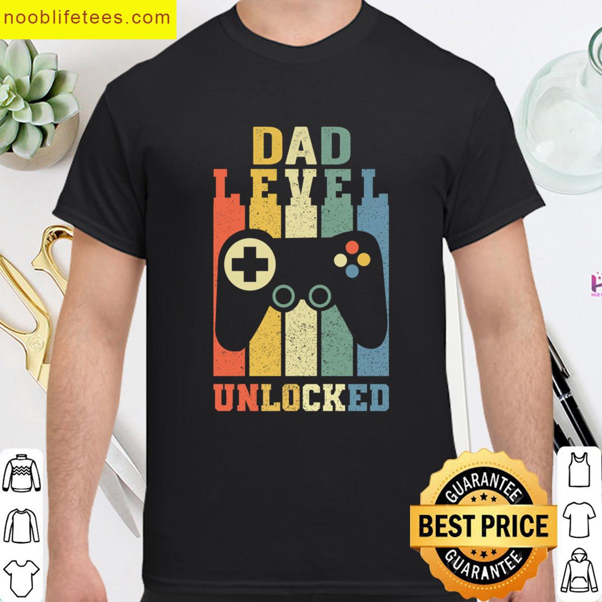 Dad Level Unlocked Funny Dad To Be New Dad Gamer For Videogames Lover Daddies premium shirt