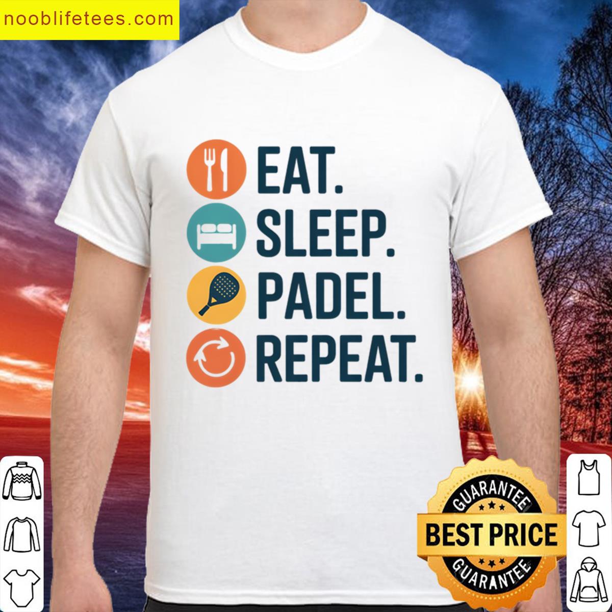 Eat Sleep Padel Repeat Funny Minimal Padel Icons premium shirt