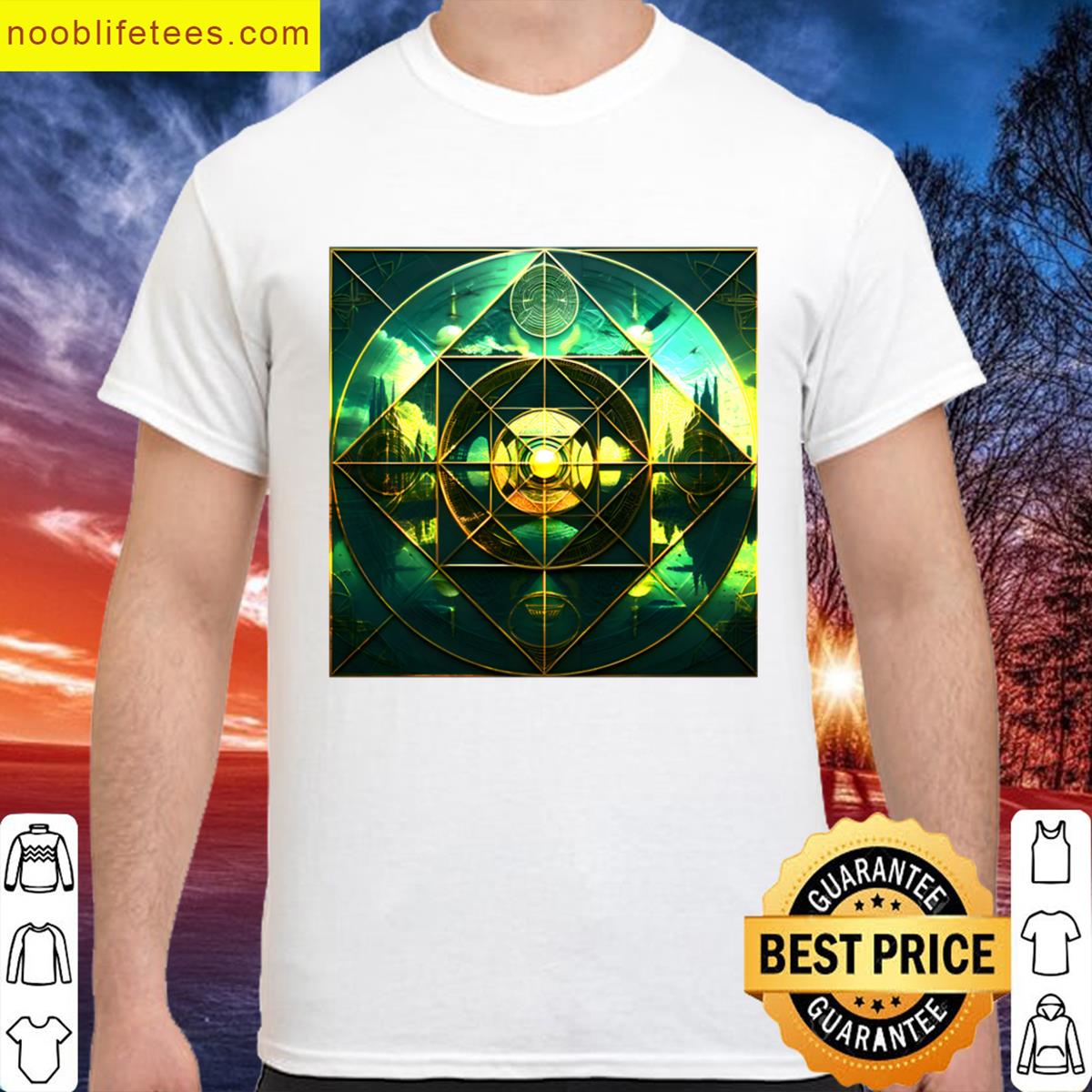 Emerald Radiance Sacred Geometry premium shirt